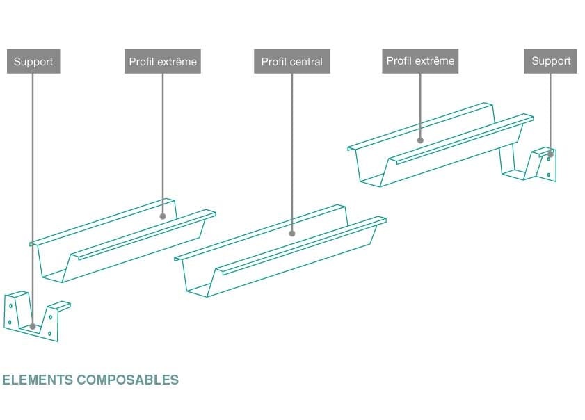Los tres perfiles de acero que forman la viga noubau, en forma de omega invertida